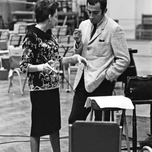 Judy Garland with Lionel Bart at the EMI studios in St Johns Wood recording Maggie May Judy Garland with Lionel Bart at the EMI studios in St Johns Wood recording Maggie May