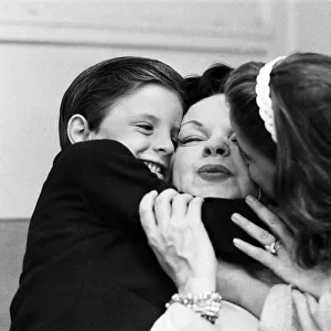 Judy Garland in London with her children Joey and Lorna Luft. 1960
