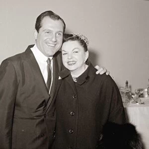 Judy Garland at a Variety Club luncheon with her husband. November 1957