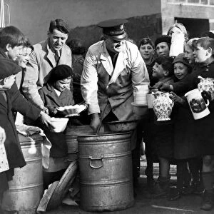 Jugs, basins and cans were perssed into service when the Salvation Army Men