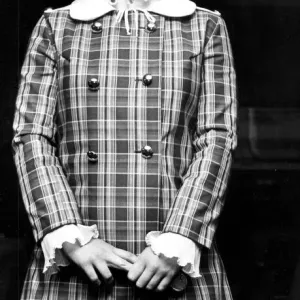 Julia Foster wearing bold check mini dress over trousers - 19th March 1968