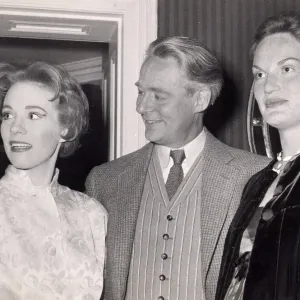 Julie Andrews with Alec Clunes and his wife backstage during My Fair Lady at the Theatre