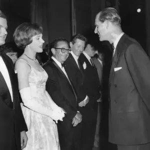 Julie Andrews and Benny Hill meeting Prince Philip at Royal Variety show - October 1959