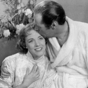 Print of Julie Andrews kissed by Rex Harrison at Drury Lane Theatre Print of Julie Andrews kissed by Rex Harrison at Drury Lane Theatre
