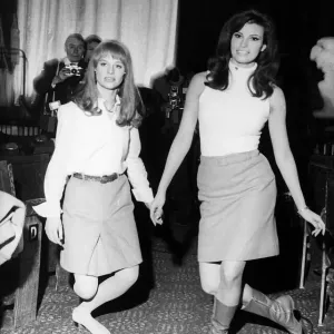 Julie Christie and Raquel Welch Curtsying Print 1966 Julie Christie and Raquel Welch Curtsying Print 1966