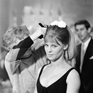 Julie Christie shooting nightclub scenes for her film "Darling"