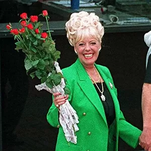 Julie Goodyear actress aka Bet Gilroy is happy on her last day at the set of Coronation