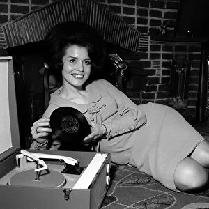 Julie Rogers April 1964 Singer pictured at home with her new record "