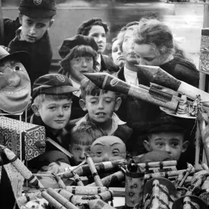 Bonfire Night Scene, Caversham Children, October 1959 Print