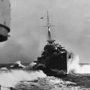 A K Class Destroyer Crossing the Wake of HMS Kelvin Print A K Class Destroyer Crossing the Wake of HMS Kelvin Print