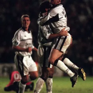 Karl Heinz Riedle Filham Football Player November 1999 celebrates after scoring Karl Heinz Riedle Filham Football Player November 1999 celebrates after scoring