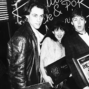 Kate Bush with fellow pop singers Bob Geldof and Paul McCartney at The British Rock