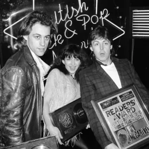 Kate Bush with Bob Geldof and Paul McCartney, 1980 Print Kate Bush with Bob Geldof and Paul McCartney, 1980 Print