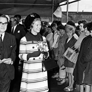 Katharine, Duchess of Kent visits the Courtaulds factory in Wolverhampton