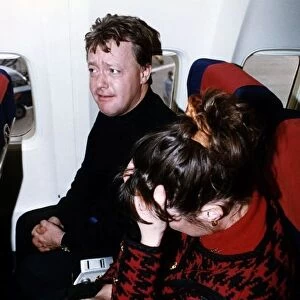 Keith Chegwin TV Presenter on a flight from manchester with a girl called Toni