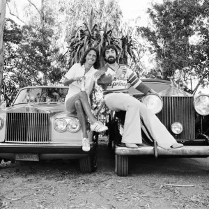 Keith Moon and Alice Cooper with Rolls Royces, Malibu 1976 Print