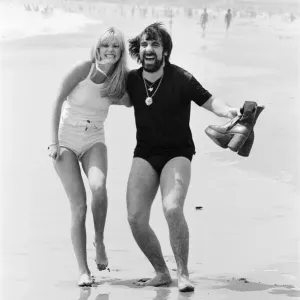 Keith Moon, drummer of The Who rock group with model Annette Lax in the resort of Malibu Keith Moon, drummer of The Who rock group with model Annette Lax in the resort of Malibu