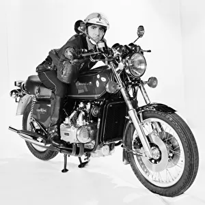 Keith Moon of the who pop group on a Honda Motorbike. January 1976 76-00053-005
