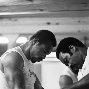 Ken Norton (left) training ahead of his third fight with Muhammad Ali
