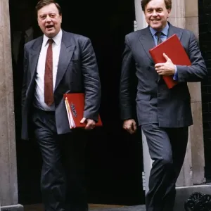 Kenneth Clarke MP leaving No 10 Downing street with John Patten MP Kenneth Clarke MP leaving No 10 Downing street with John Patten MP