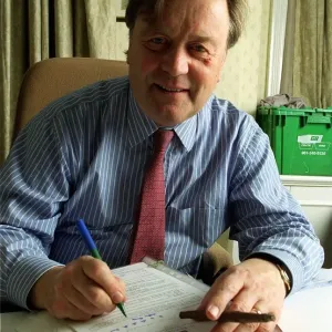 Kenneth Clarke MP at his Parliamentry Office December 1998 working at his desk Kenneth Clarke MP at his Parliamentry Office December 1998 working at his desk
