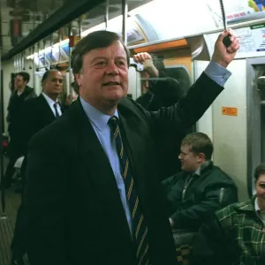 KENNETH CLARKE MP TRAVELLING ON THE LONDON UNDERGROUND ON DISTRICT LINE ON WAY TO BARONS KENNETH CLARKE MP TRAVELLING ON THE LONDON UNDERGROUND ON DISTRICT LINE ON WAY TO BARONS