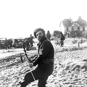 Kenneth More on the set of the film The Longest Day, in 1961