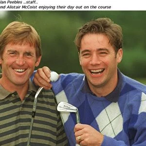 Kenny Dalglish Blackburn Rovers (L) with Ally McCoist Rangers football player on golf