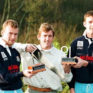 Kenny Dalglish, Manager of Blackburn Rovers, presents his two strikers Alan Shearer