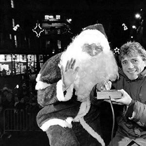Kevin Keegan with Santa Claus turning on Newcastles Christmas lights in November