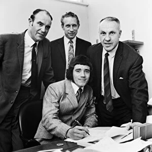 Kevin keegan signs for Liverpool from Scunthorpe United watched by new manager Bill