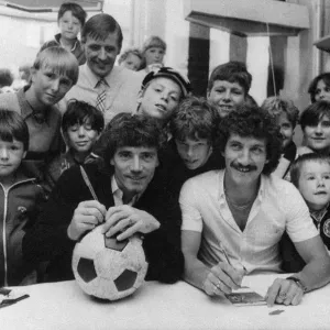 Kevin Keegan and Terry McDermott sign autographs, 1st September 1983 Kevin Keegan and Terry McDermott sign autographs, 1st September 1983