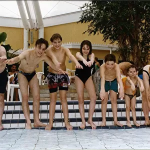 Kevin Lloyd Actor with family in swimming pool