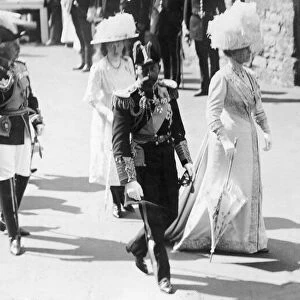 King George V With Queen Mary and the Duke of Connaught at the Investiture of the Prince