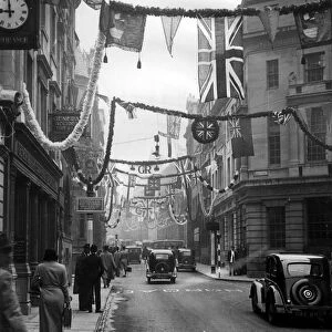 King George VI Coronation decoration in. Clare Street, Bristol May 1937