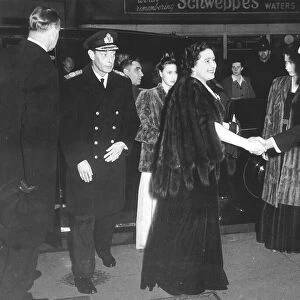 King George VI and Queen Elizabeth February 1946 arrive with the Princesses at