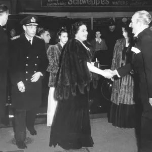 King George VI and Queen Elizabeth February 1946 arrive with the Princesses