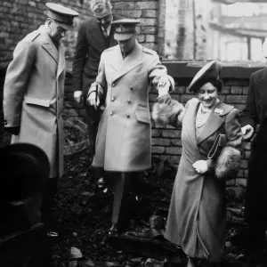 King George VI and Queen Elizabeth Visit Bomb Damaged London Print