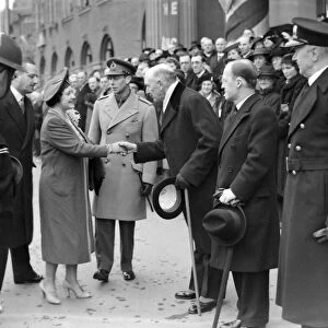 King George VI and Queen Elizabeth visiting Nuneaton, near Coventry