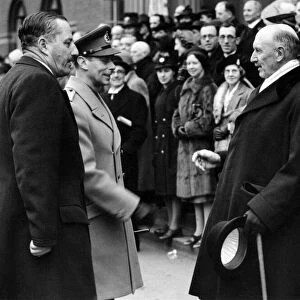 King George VI and the Queens visit to Nuneaton. Seen here chatting with Sir William