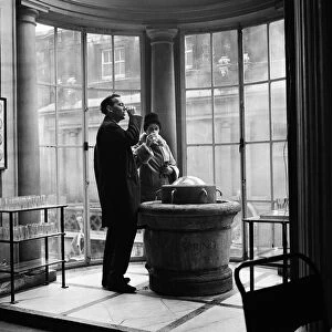 The Kings Fountain in the Grand Pump Room, Bath, Somerset. 29th November 1964