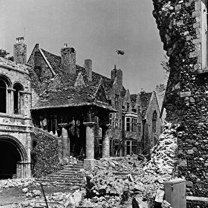 The Kings School, Canterbury, Kent, following an air raid attack. Circa 1941