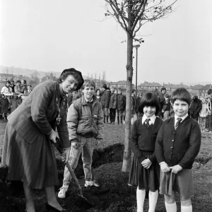 Kirklees Mayoress Mrs Barbara Walker plants a tree at Beech School, Golcar Kirklees Mayoress Mrs Barbara Walker plants a tree at Beech School, Golcar
