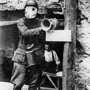 A Klaxon horn which warns against gas attacks on French trenches during World War One
