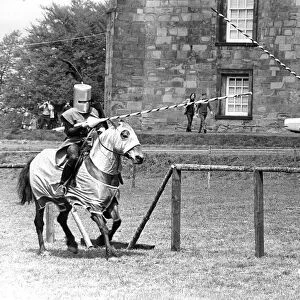 Knights jousting at Lumley Castle, Chester-le-Street in May 1972