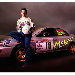 Knockhill race course rally driver May 1998 sits on car holding helmet Knockhill race course rally driver May 1998 sits on car holding helmet