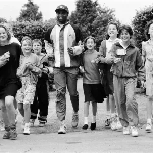 Kriss Akabusi at Geoffrey Field School, Reading. 8th July 1991 Kriss Akabusi at Geoffrey Field School, Reading. 8th July 1991