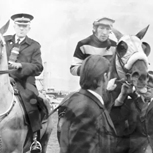 L Escargot and Jockey Tommy Carberry after winning from Red Rum in the 1975 Grand