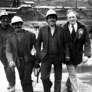 Labour MP, Neil Kinnock pictured electioneering in Bedwellty with local miners - April Labour MP, Neil Kinnock pictured electioneering in Bedwellty with local miners - April