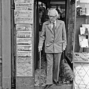 Labour Party Leader Michael Foot walks his dog Dizzie in Tredegar, Gwent Labour Party Leader Michael Foot walks his dog Dizzie in Tredegar, Gwent